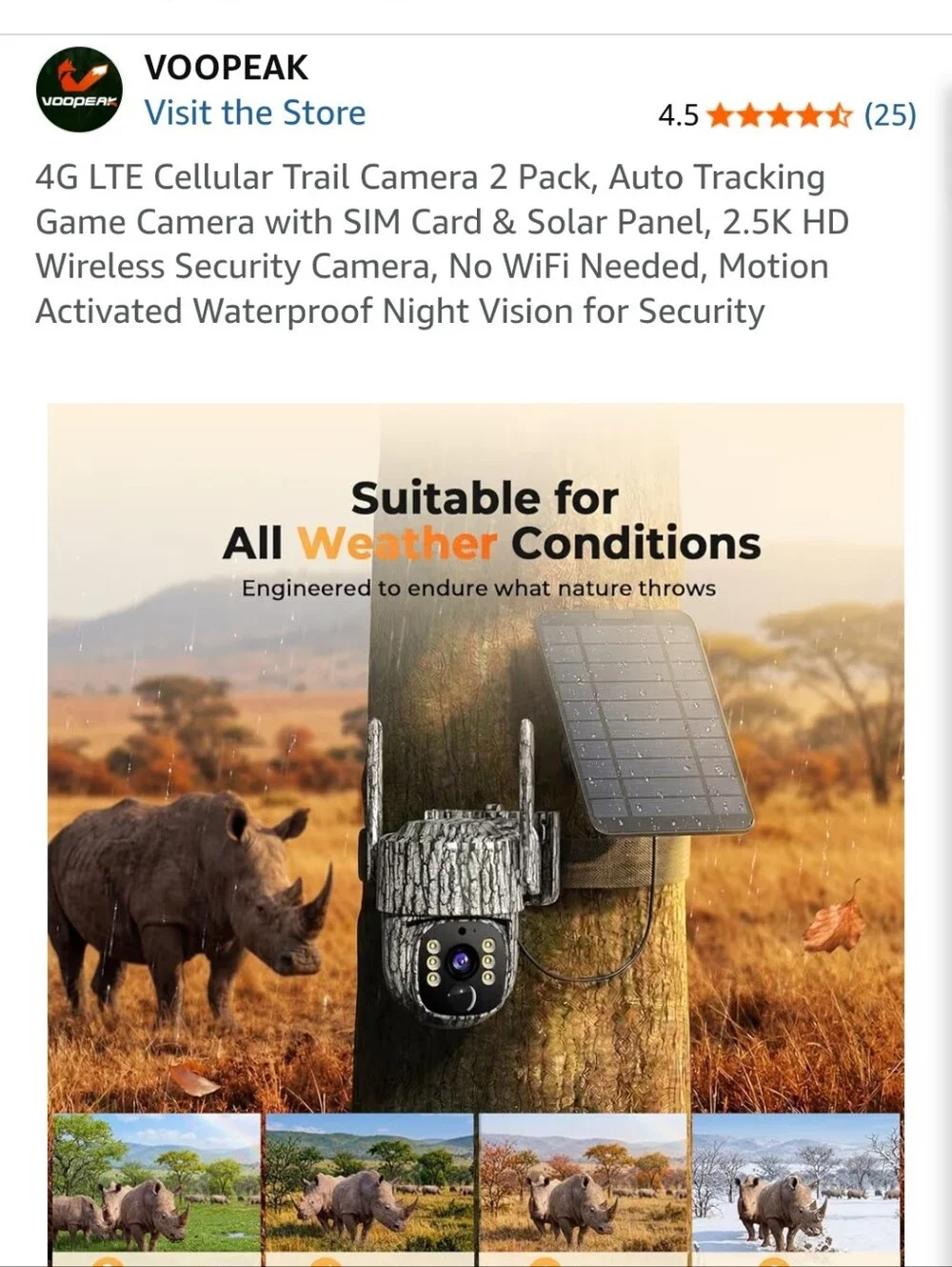 2-Pack Solar Trail Security Cameras in Tree Bark Camouflage